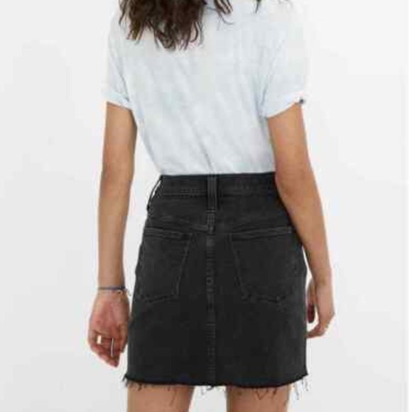 Madewell Cut Off Stretch Denim Mini Skirt in washed black | 27 - Picture 1 of 4
